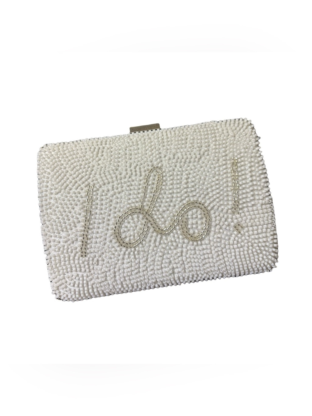 Bridal White Beaded ‘I do!’ Evening Clutch ♡